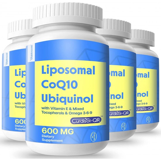 Vitablosom Liposomal CoQ10 Softgels 600mg with Vitamin E and Mixed Tocopherol & Omega 3,6,9, 240 Softgels Vitablosom Liposomal CoQ10 Softgels 600mg with Vitamin E and Mixed Tocopherol & Omega 3,6,9, 240 Softgels