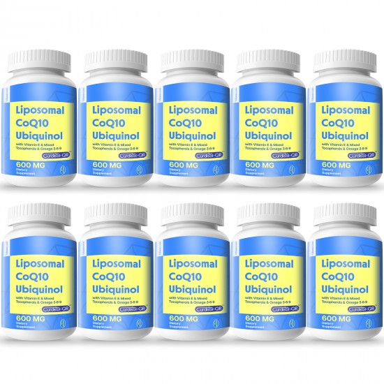 Vitablosom Liposomal CoQ10 Softgels 600mg with Vitamin E and Mixed Tocopherol & Omega 3,6,9, 600 Softgels