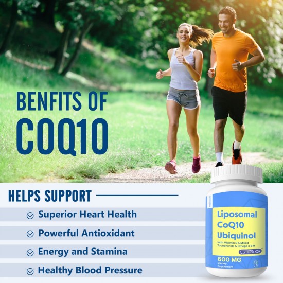 Vitablosom Liposomal CoQ10 Softgels 600mg with Vitamin E and Mixed Tocopherol & Omega 3,6,9, 120 Softgels