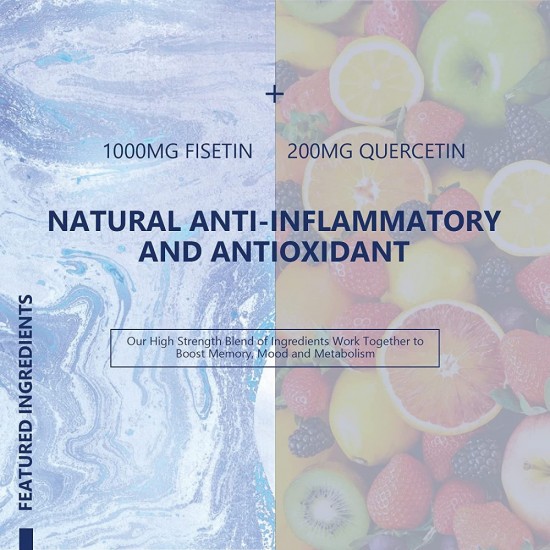 Vitablossom Liposomal Fisetin with Quercetin 1200mg/ 60 Softgels, High Absorption Antioxidant Flavonoid Vitamin Supplement Vitablossom Liposomal Fisetin with Quercetin 1200mg/ 60 Softgels, High Absorption Antioxidant Flavonoid Vitamin Supplement