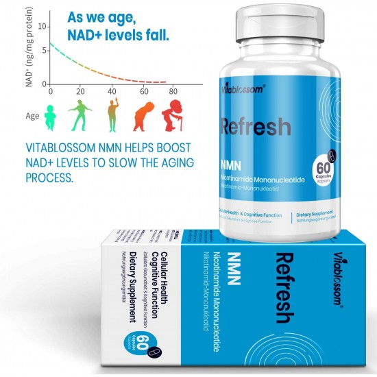 Vitablossom Refresh NMN Capsules with Maximum Strength 500mg 60 Capsules Vitablossom Refresh NMN Capsules with Maximum Strength 500mg 60 Capsules