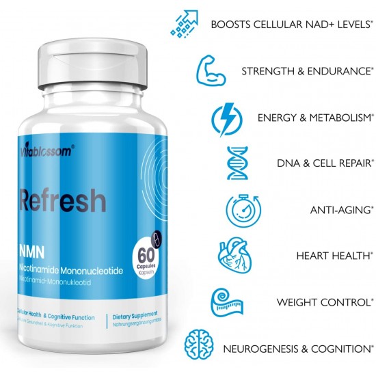 Vitablossom Refresh NMN Capsules with Maximum Strength 500mg 60 Capsules Vitablossom Refresh NMN Capsules with Maximum Strength 500mg 60 Capsules
