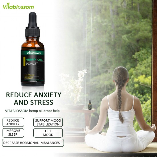 Vitablossom 33% Hemp Oil Drops, 10000mg 30ml, Great for Anxiety Pain Relief Sleep Support Vitablossom 33% Hemp Oil Drops, 10000mg 30ml, Great for Anxiety Pain Relief Sleep Support