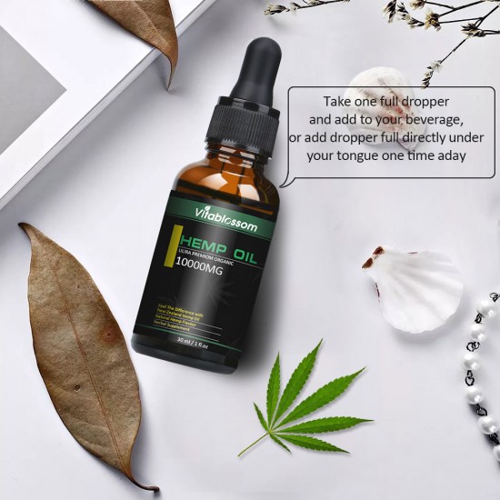 Vitablossom 33% Hemp Oil Drops, 10000mg 30ml, Great for Anxiety Pain Relief Sleep Support Vitablossom 33% Hemp Oil Drops, 10000mg 30ml, Great for Anxiety Pain Relief Sleep Support