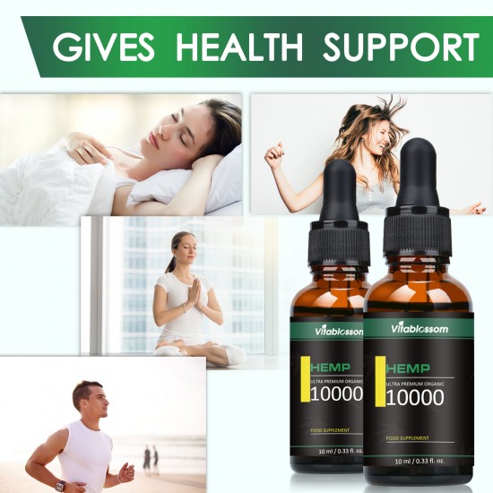 Vitablossom Hemp Oil Drops 10000ml 10ml, Buy one get one free (2Pcs) Vitablossom Hemp Oil Drops 10000ml 10ml, Buy one get one free (2Pcs)