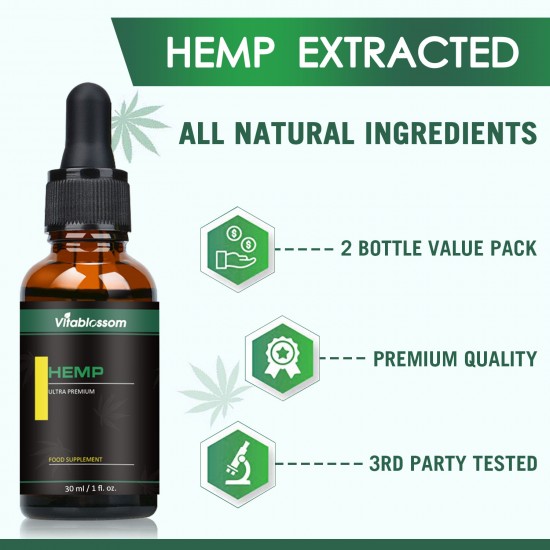 Vitablossom Hemp Oil Drops, 20000mg 30ml, Buy one get one free (2Pcs) Vitablossom Hemp Oil Drops, 20000mg 30ml, Buy one get one free (2Pcs)