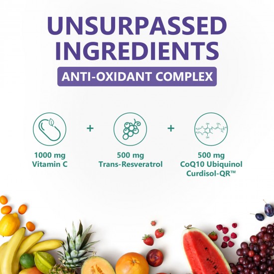 Vitablossom Liposomal 3 in 1 Anti-oxidant Complex, CoQ10 +Trans-Resveratrol 2000mg Vitablossom Liposomal 3 in 1 Anti-oxidant Complex, CoQ10 +Trans-Resveratrol 2000mg