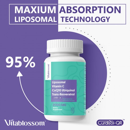 Vitablossom Liposomal 3 in 1 Anti-oxidant Complex, CoQ10 +Trans-Resveratrol 2000mg Vitablossom Liposomal 3 in 1 Anti-oxidant Complex, CoQ10 +Trans-Resveratrol 2000mg