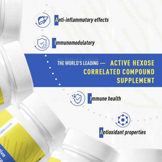 Vitablossom Active Hexose Correlated Compound Natural Mushroom Supplement 1500mg, 90 Capsules