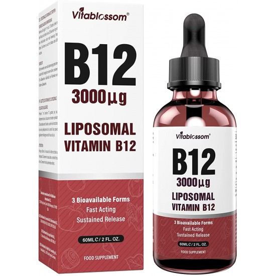 Vitablossom Liposomal Vitamin B12 Sublingual Liquid Drops 3000µg/60ml Vitablossom Liposomal Vitamin B12 Sublingual Liquid Drops 3000µg/60ml