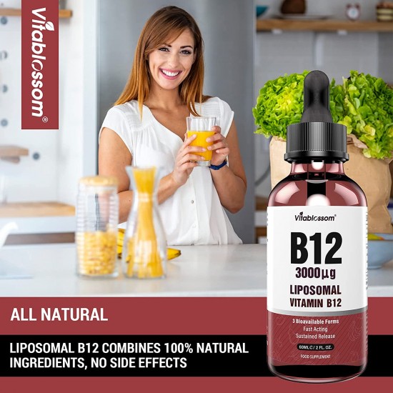 Vitablossom Liposomal Vitamin B12 Sublingual Liquid Drops 3000µg/60ml Vitablossom Liposomal Vitamin B12 Sublingual Liquid Drops 3000µg/60ml